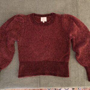 Cinq a Sept Magenta Chenille Bishop-Sleeve Sweater